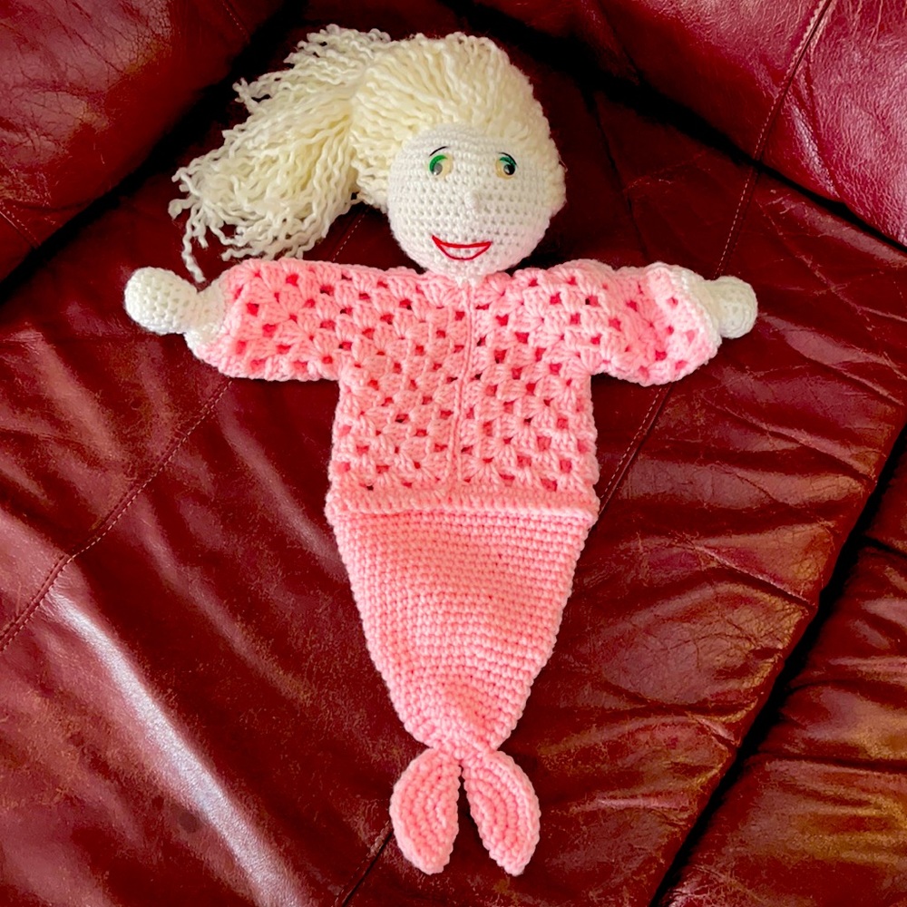 Crocheted mermaid doll